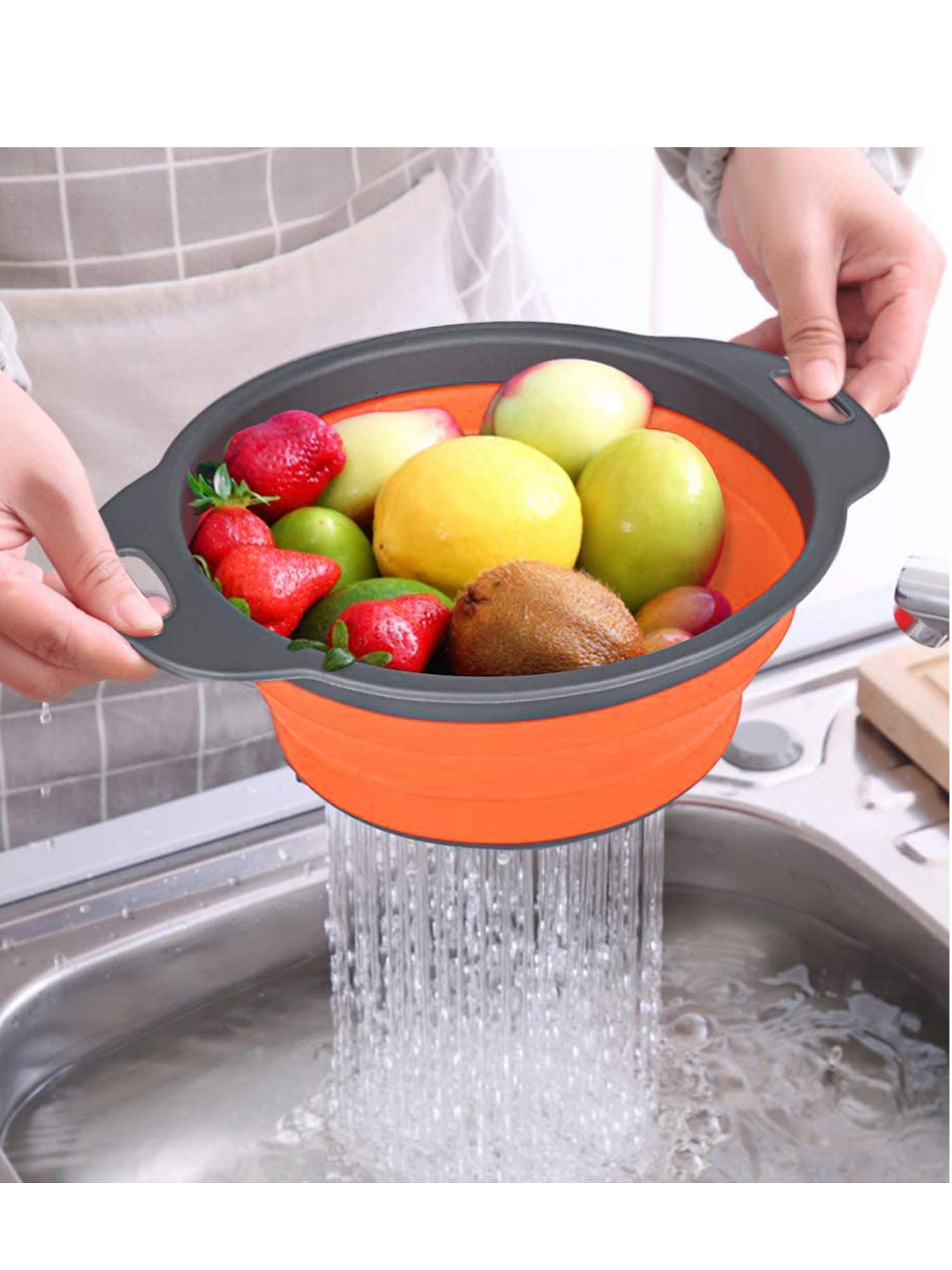 Smart Home Essentials for Living 4pc Basket and Colander Set Orange 