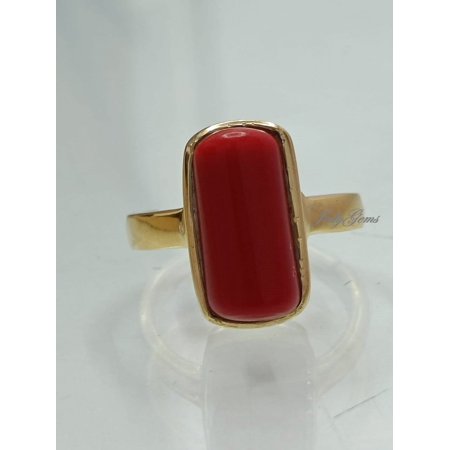 8.25 Ratti Certified Unheated Untreated Mediterranean Sea AAA + Quality Red Coral Astrology Rin, Coral Panchdhatu Ring for Men's & Women's
