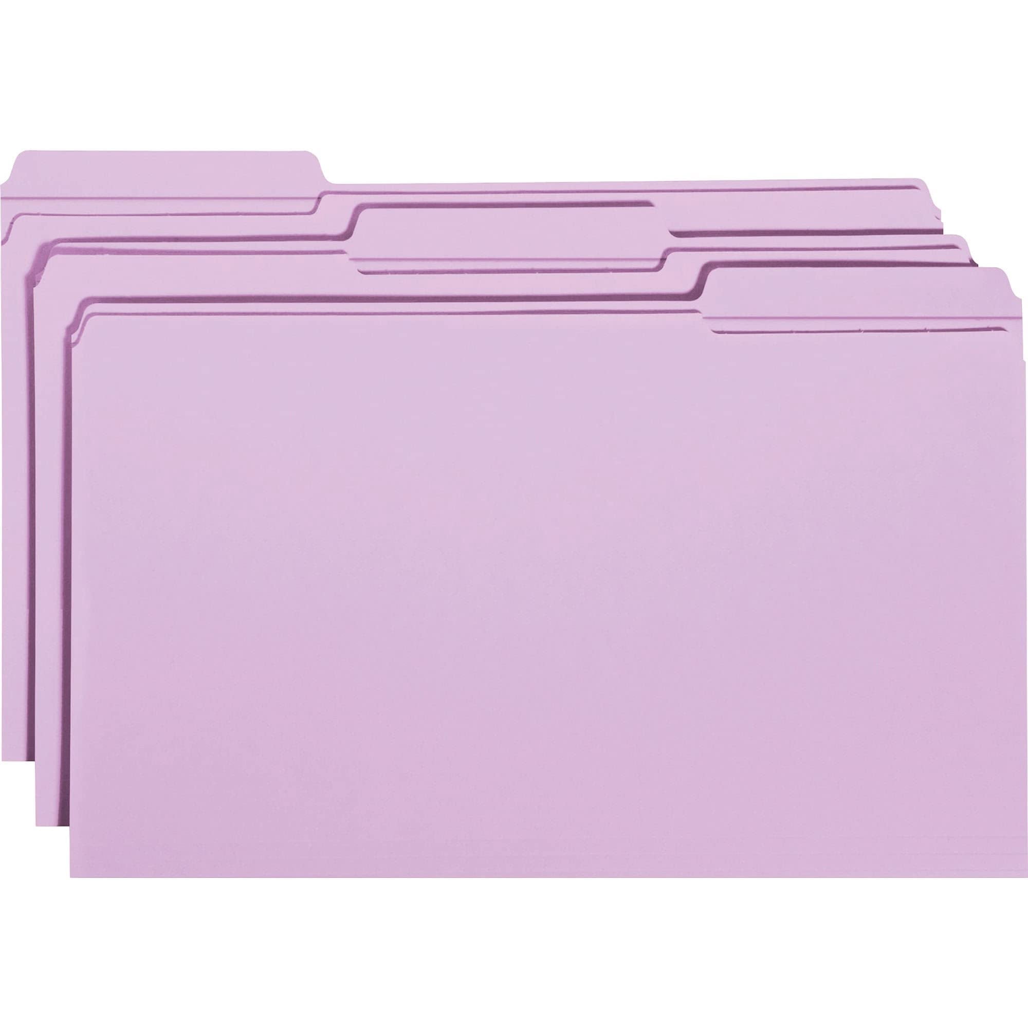 Smead® Color File Folders, With Reinforced Tabs, Legal Size, 1/3 Cut, Lavender, Box Of 100
