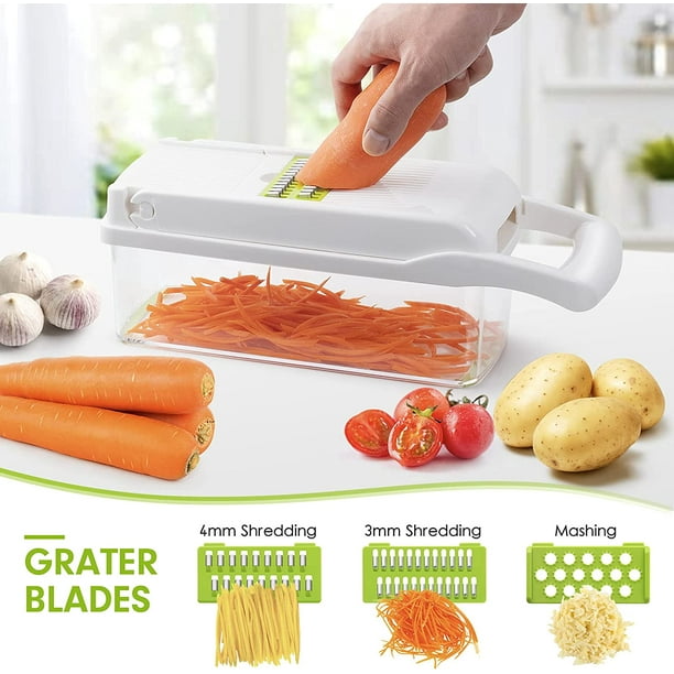 HfGrey - Hachoir à légumes à main en acier inoxydable, hachoir manuel  polyvalent - hachoir à oignons - hachoir à ail - hachoir à noix - hachoir à  légumes dés, robot culinaire