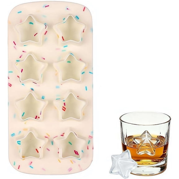 Star Shaped Ice Cube Molds, Reusable Silicone Ice Maker for Freezer, 8 Cavity Non Stick Mold for Chocolate Candy Cake, Ice Cube Trays for Cocktails Whiskey(1Pcs)