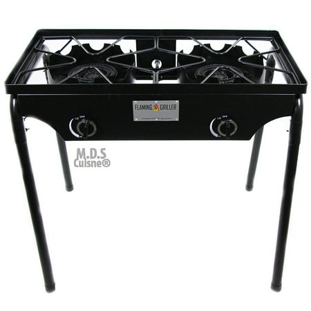 Double Two Burner Stove Heavy Duty Outdoor  Stand Portable BBQ Grill Camping