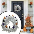 thumbnail image 2 of BNNG Glowing Halloween Ghost Wreath Light-Up White Garland Spooky with Witch Hat Indoor Outdoor Hanging Decoration Holiday Spooky for Indoor Outdoor Wall Window Porch Patio Farmhouse Home Party, 2 of 9