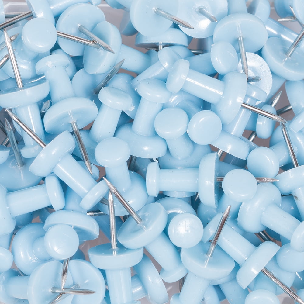 JAM Paper Push Pins, Baby Blue, 2 Packs of 100