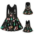 thumbnail image 2 of Fesfesfes Women's Vintage Print Long Sleeve V-Neck Dress Christmas Evening Party Dress, 2 of 9