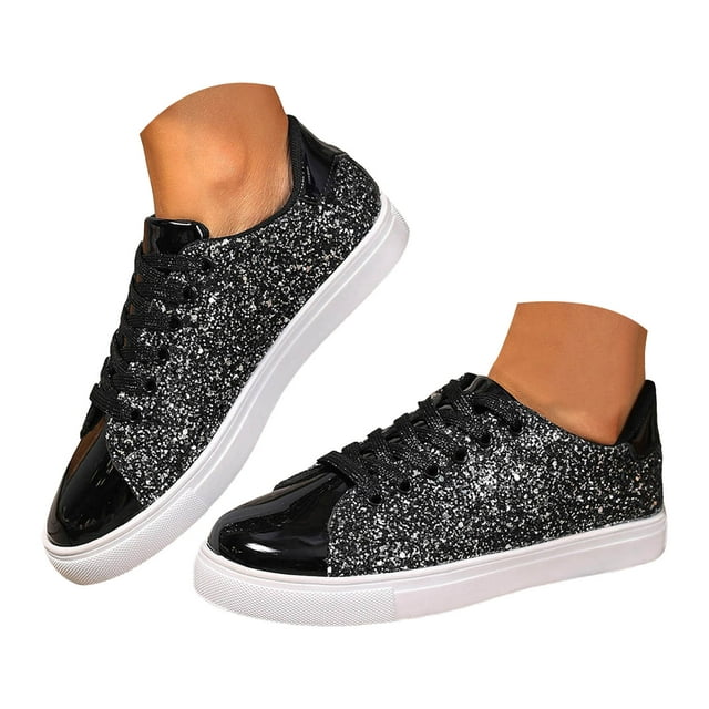 DXOUPM Women's Sneaker Ladies Fashion Solid Color Leather Chain Decorative Platform Casual Shoes