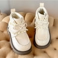 thumbnail image 5 of Girls Cute Ankle Boots Bow Lace Trim Booties with Hook and Loop Kids Fashion Versatile Comfy Short Boots Beige 13 Little Kids, 5 of 7