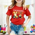 thumbnail image 2 of PMVFHDE T-Shirt Graphique à Manches Courtes Imprimé Lapin de Pâques pour Enfants, Col Rond, Décontracté, Printemps Été, Rouge, 8-9 Ans, 2 of 4