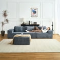 thumbnail image 5 of Lovableguy Modern Oversized Compressed Sectional Sofa,Upholstered Modular Convertible Couch,Corduroy Full Sponge 3 Seater Sleeper Couch for Living Room,Bedroom,Apartment,No Assembly Required,Gray, 5 of 7