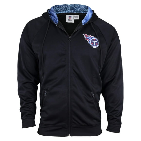Zubaz NFL Men's Full Zip Fleece Hoodie Jacket, Black Soft Hooded Sweater, Tennessee Titans, Medium
