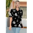 thumbnail image 3 of HAPPY BAY Women's Beach Costumes Blouse Shirt Cute Hawaiian Skull Print Tops Short Sleeve Button Down Holiday Party Shirts for Women M Cartoon Vintage Black, 3 of 5
