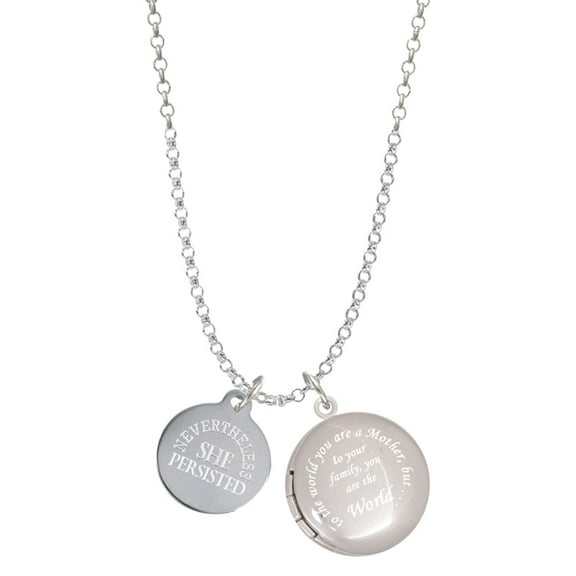 Delight Jewelry Stainless Steel Engraved Nevertheless She Persisted - To the World You are a Mother Locket Necklace