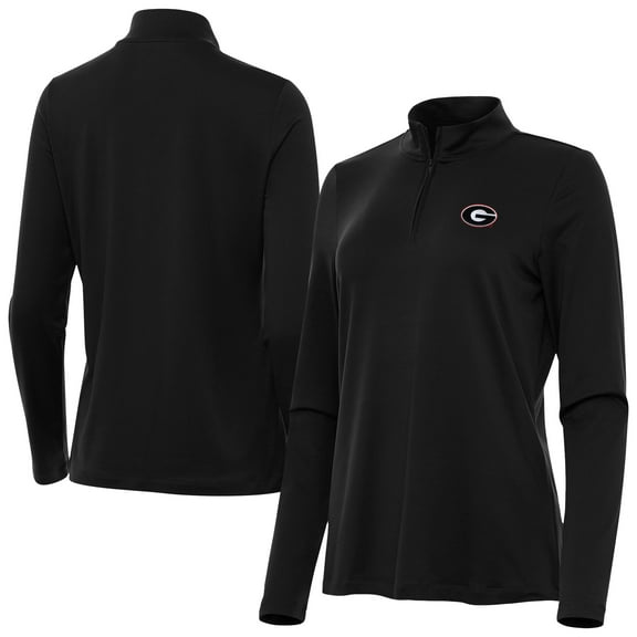 Women's Antigua Black Georgia Bulldogs Reprocess Quarter-Zip Top