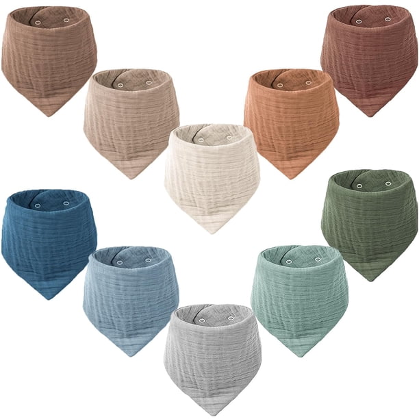 Baberos Konssy de muselina para bebés, paquete de 10 unidades, 100% algodón, unisex, de 0 a 36 meses