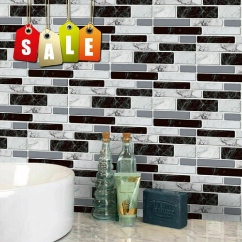 27/54x Self Adhesive Mosaic Brick Tile 3D Sticker Kitchen Bathroom Wall Stickers 