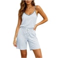 thumbnail image 3 of Pajamas Dqueduo Women's Striped Camisole & Drawstring Shorts Loungewear Set – V-Neck Sleepwear, 3 of 7