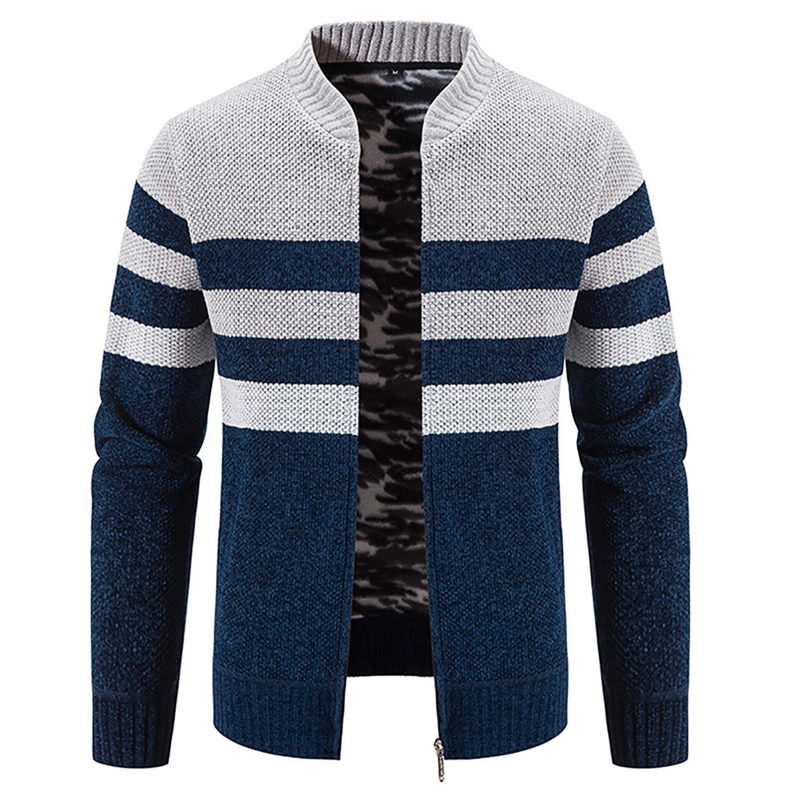 Xysaqa Men's Sweater Full Zip Cable Knit Cardigan Sweaters