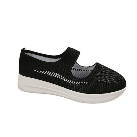 

Womens Breathable Weving Sneakers Soft Thick Sole Comfort Slip-On Mesh Loafer Closed Toe Casual Sandal Tennis Shoes