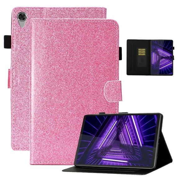 Dteck Lenovo Tab M10 HD 2nd Gen Case 10.1 Inch 2020 (Model: TB-X306F TB-X306X), Glitter PU Leather Stand Folio Case Auto Wake Sleep Cover w/ Stylus Holder for Lenovo Tab M10 HD 10.1",Pink