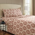 thumbnail image 2 of Superior 4-Piece Vintage Desert Sand Fleur-de-Lis Cotton Flannel Bed Sheet Set, California King, Deep Pocket, 2 of 4