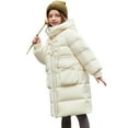 thumbnail image 3 of AHTJRT Puffer Jacket for Kids Boys Girls Long Length Full Zip Hooded Puffer Coats with Pockets Warm Heavyweight Waterproof Wind Resistant Ouerwear Beige 7-8 Years, 3 of 8