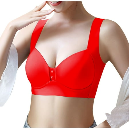 

YDKZYMD Women Smoothing T-Shirt Bra Comfort Stretch Bra Wireless With Lightly Lined Padded Everyday Bra Push Up Plus Size Basic Bras