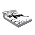 thumbnail image 2 of Ambesonne Cartoon Fitted Sheet & Pillow Sham Set, Jockey Girl Jumping, Full, White Charcoal Grey, 2 of 2
