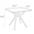 thumbnail image 7 of Luxury Commercial Living 31.5" White Square Laminated Top Outdoor Patio Dining Table, 7 of 7