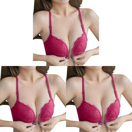 ined Womens No Steel Ring Comfort Bras for Women French Womens Front Close Women Bras Push Up Bra T Back Plus Bra s for Women Size Seamless Unlined ceangrtro (3Packs) (3Packs)