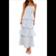 thumbnail image 3 of Vestido de Verano Sin Tirantes para Mujer, con Volantes, , Liso, Espalda Descubierta, Fruncido, Elegante, Fluido, para Playa. Azul S, 3 of 10