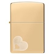 Zippo Double Hearts Design High Polish Brass Pocket Lighter