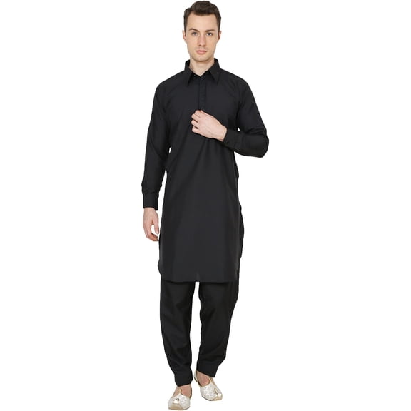 Royal Kurta Men's Cotton Blend Pathani Suit
