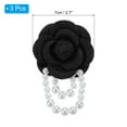 thumbnail image 2 of Uxcell Fabric Camellia Flower Brooch Elegant Pearl Tassel Pin Floral Corsage Bracelet Dual Use for Women, Black,3 Pack, 2 of 7