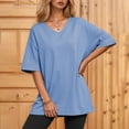 thumbnail image 2 of Women's V-Neck Loose Fit Short Sleeve Tee - Casual, Home & Outdoor Activities, Year-Round Comfort, 2 of 5