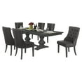 thumbnail image 1 of Dark Gray Wood 7pc Dining Set with 6 Tufted Gray Linen Chairs, 1 of 6