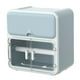 thumbnail image 4 of Caja de almacenamiento de soporte de papel higiénico, organizador impermeable, dispensador de papel montado en la pared, estante de baño sin Azul BLESIY dispensador de papel de pared, 4 of 8