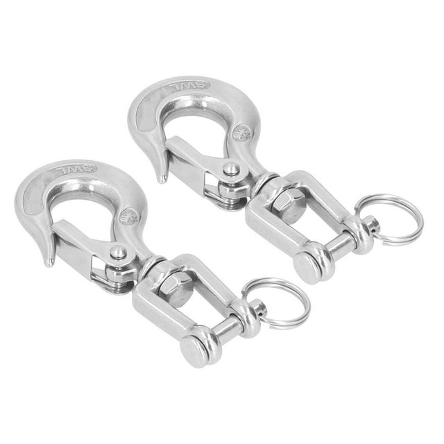 Lifting Clevis Chain Hook, 2Pcs Lifting Clevis Chain Hook, 304 Stainless Steel Rigging Accessory With Latch For Engineering Cranes, Grab Hooks