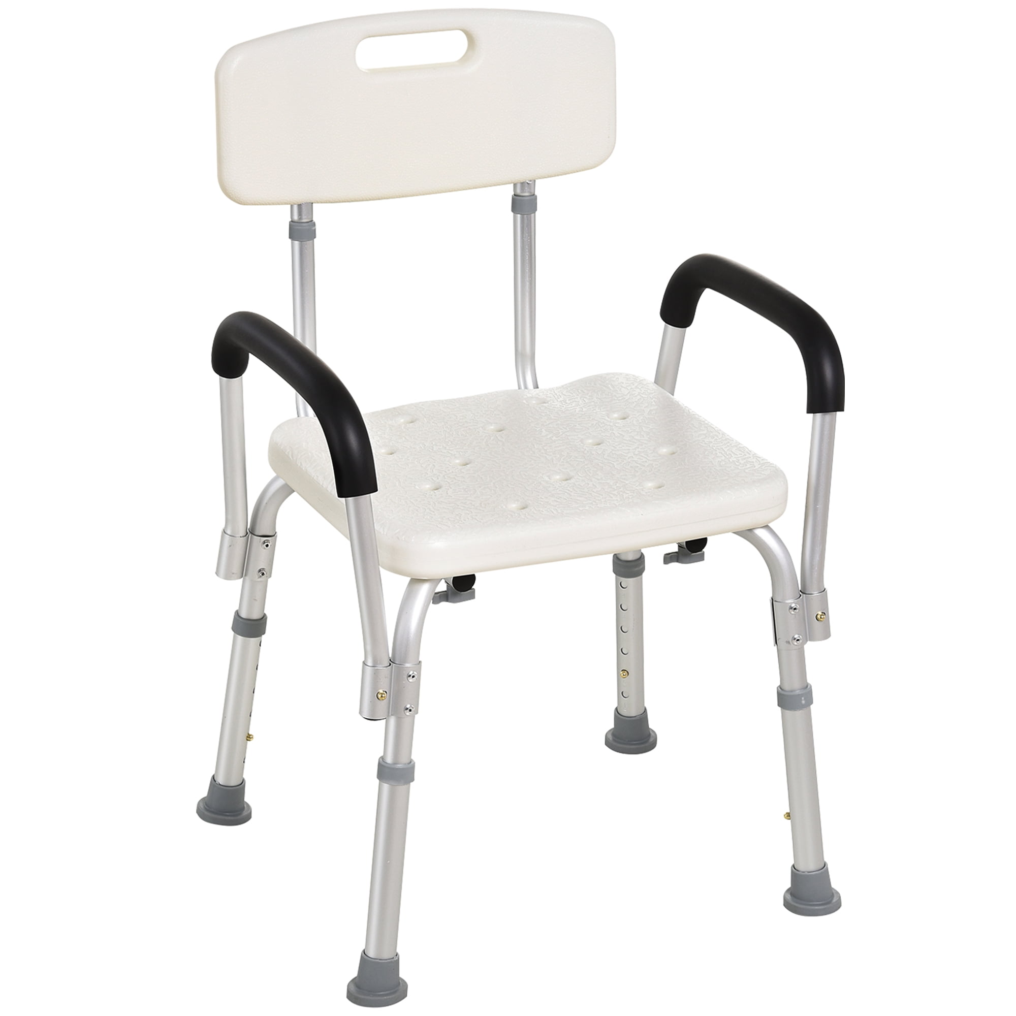 HOMCOM Adjustable Medical Shower Chair with Back Bathtub Bench Bath Seat with Padded Arms Non Slip Tub Safety for Disabled Seniors Elderly Walmart