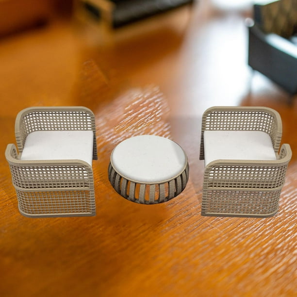 Juego de mesa y sillas en miniatura para casa de muñecas, decoración de casa de muñecas, muebles en miniatura, modelo de juguete para decoración de de