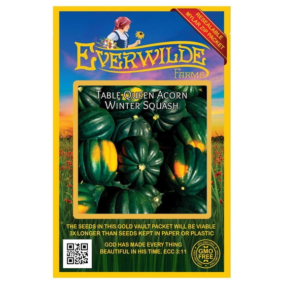 Everwilde Farms 40 Table Queen Acorn Winter Squash Plant Seeds, Heirloom