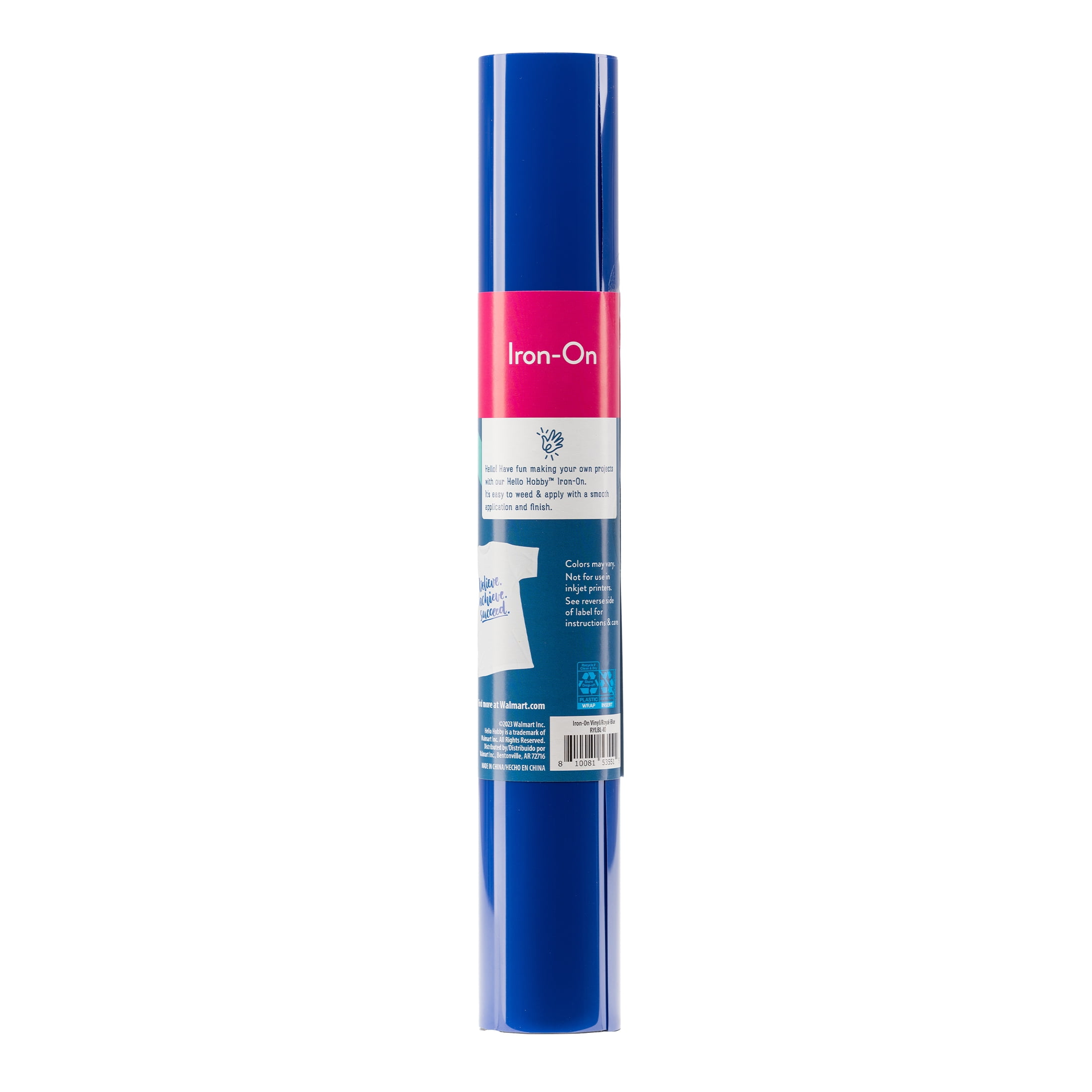 (2 pack) Hello Hobby 12" x 2' Royal Blue Iron-On Craft Vinyl Roll