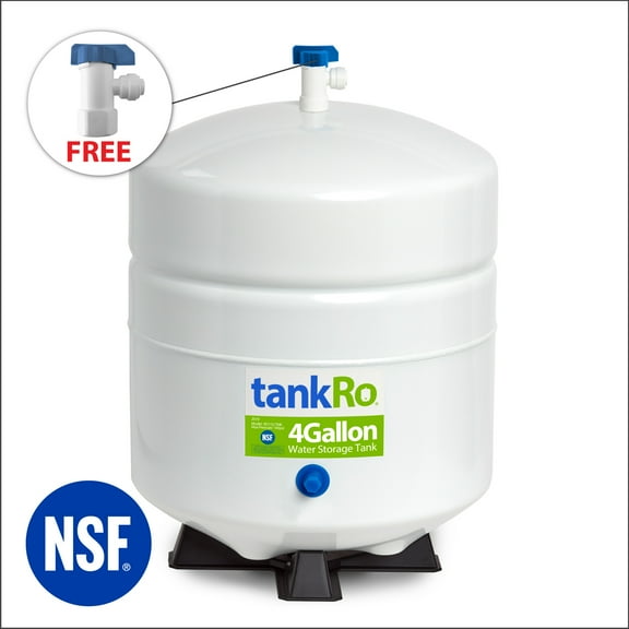RO Expansion Tank 4 Gallon NSF Certified Compact Reverse Osmosis Water Storage Pressure Tank by tankRO with FREE Tank Ball Valve