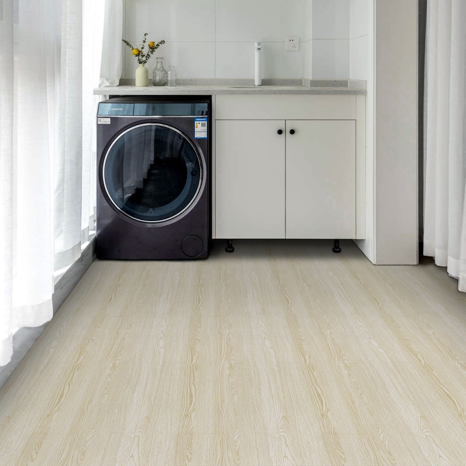 UMIGGEE Peel and Stick Vinyl Flooring Roll 15.7-in x 118-in/12.8 Sq.Ft Thicken Self-Adhesive Vinyl Wood Floor Tile Wear-Resistant Easy DIY Install Home Decor
