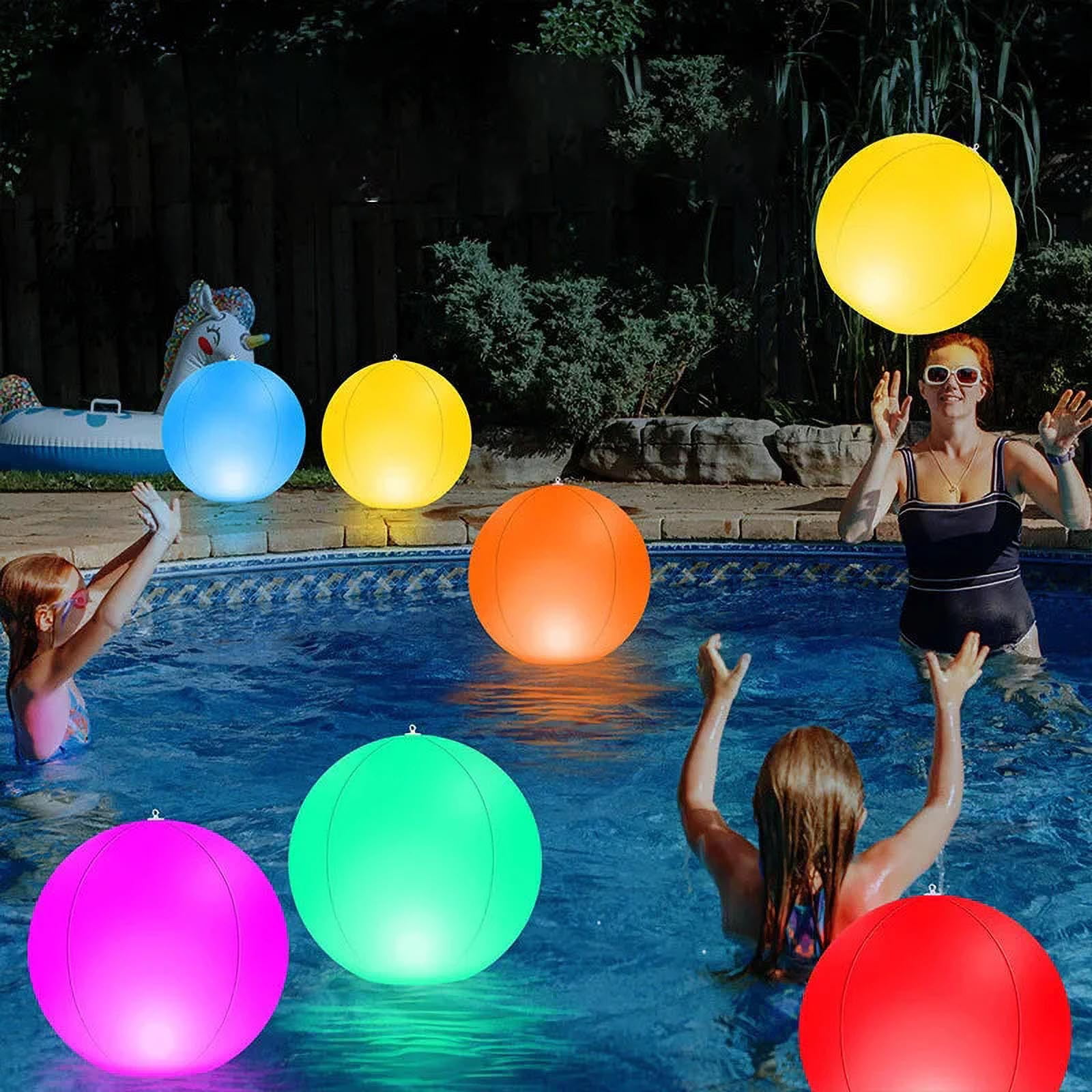 TopLLC LED Beach Balls 15 inch Glow in The Dark Inflatable Beach Ball with Remote Control 16 Colors Lights and 4 Modes Floating Pool Toys Waterproof Light Up Ball Summer Party Supplies with