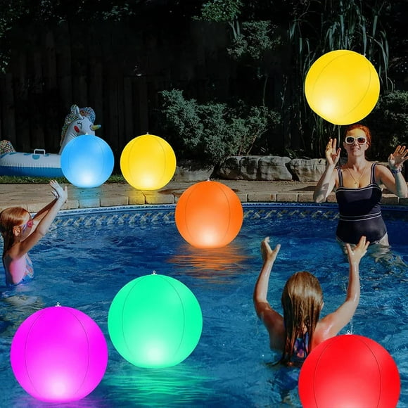 TopLLC LED Beach Balls, 15 inch Glow in The Dark Inflatable Beach Ball with Remote Control, 16 Colors Lights and 4 Modes Floating Pool Toys Waterproof Light Up Ball Summer Party Supplies(with Pump)