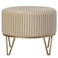 thumbnail image 4 of Round Velvet Ottoman Stool Raised with Hairpin Gold Base, 4 of 9
