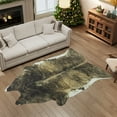 thumbnail image 4 of SARAG Faux Cowhide Area Rug for Living Rooms and Bedrooms, Machine Washable, 5 x 6.2ft, Coffee Brown, 4 of 7