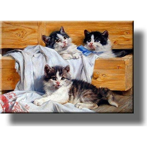 Playful Kittens Picture on Stretched Canvas, Wall Art Decor, Ready to Hang!