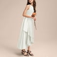 thumbnail image 3 of Generic Girls Elegant Satin Halter Maxi Dresses Junior Bridesmaid A-Line Asymmetrical Party Pageant Gown for 4-15 Years, 3 of 4