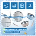 thumbnail image 4 of Lumikrypt 8Pcs Stainless Steel Baby Plate & Bowl Set with Suction, Baby Feeding Set with Fork and Spoon Utensils, Baby Led Weaning Tableware, BPA-Free(Pink & Blue), 4 of 7
